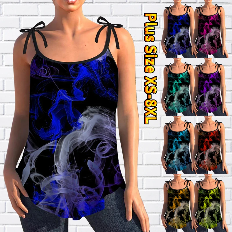 

2023 New Sexy T Shirt Tee New Design Printing Sleeveless U -Neck Streetwear Daily Going Out Vest Wmen's Large Size Tank Tops