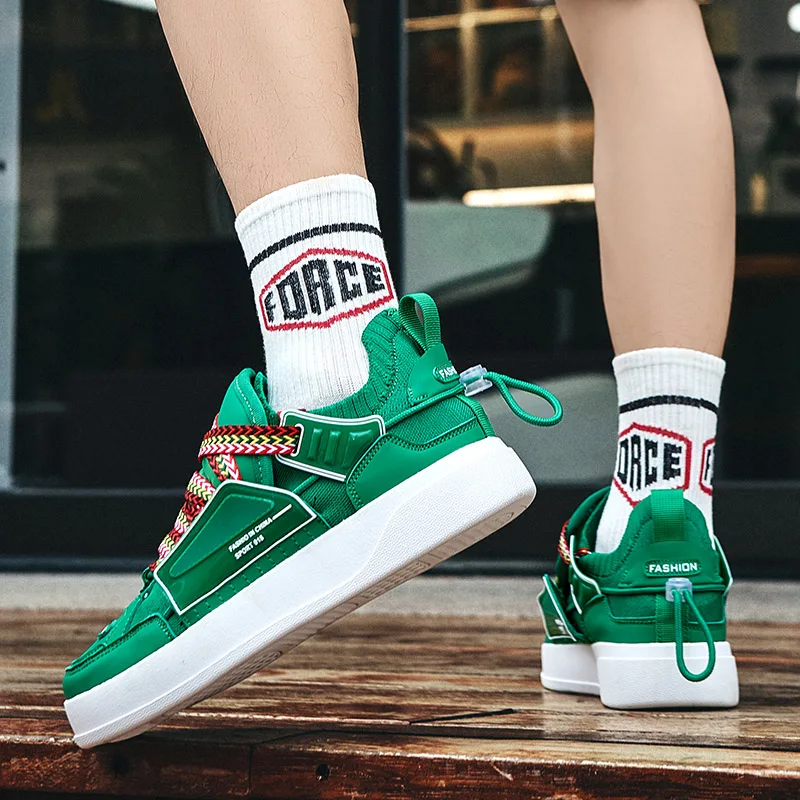 2022 New Platform Skateboard Shoes Men Superstar Skater Sneakers Streetwear Sports Shoes Men Design Hip hop Green Men's Sneakers