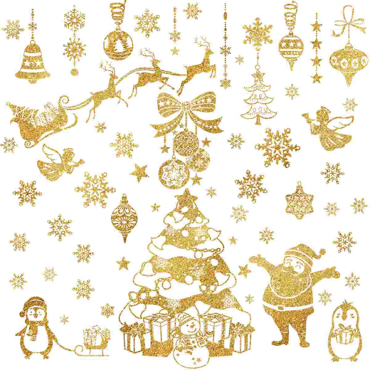 

UNOMOR 3 Sheets Glitter Durable Window Stickers Window Clings for Party Decoration Tiles