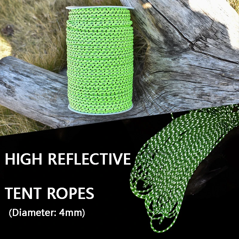 

Светоотражающая веревка для улицы, прочная полипропиленовая веревка для палаток с высоким распознаванием, 4 мм