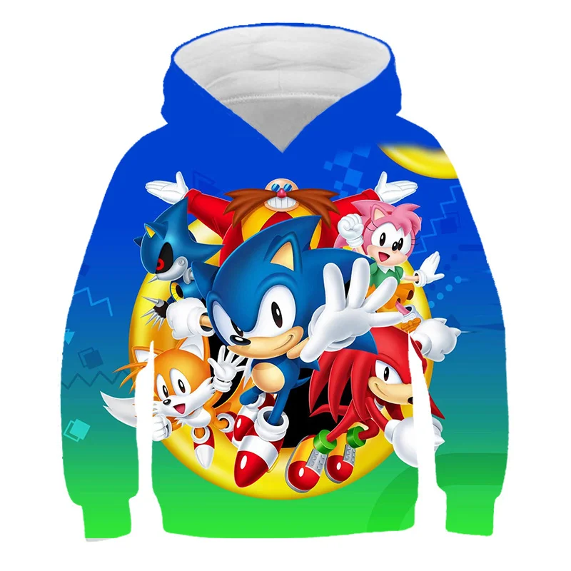 

Super Sonic Hoodies Cartoon Sonic Print 3D Pullovers Baby Kids Boys Girls Children Long Sleeves Sweatshirt Clothing Streetwear