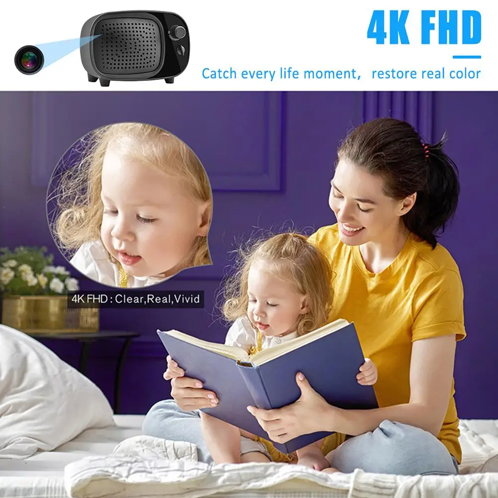 Hd 4k 2-in-1 Wifi Ir Night Vision Motion Detection Wifi Bluetooth-compatible Speaker Camera Ip Two Channel Radio Camcorder enlarge