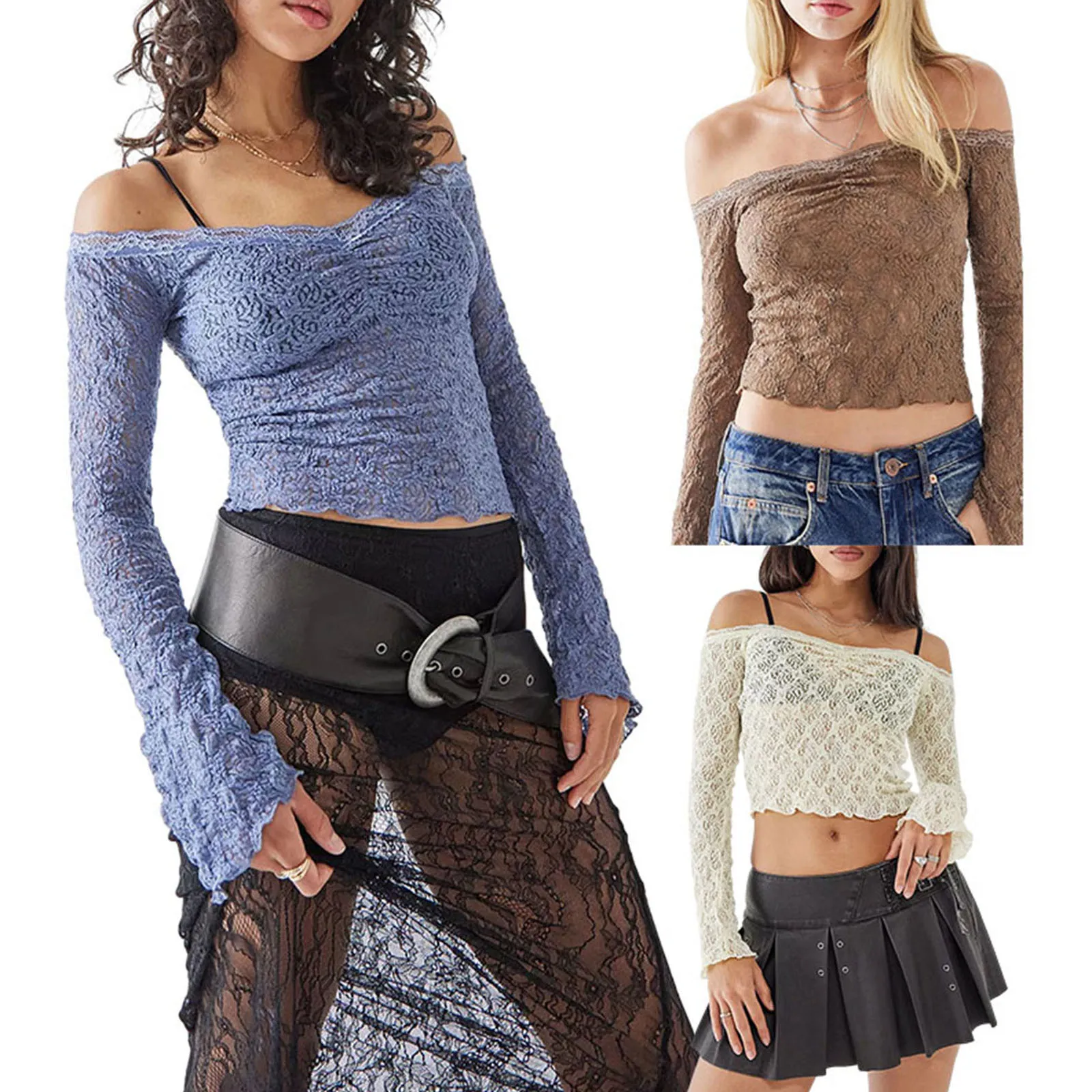 Женские кружевные укороченные топы волшебный гранж Прозрачная Футболка с