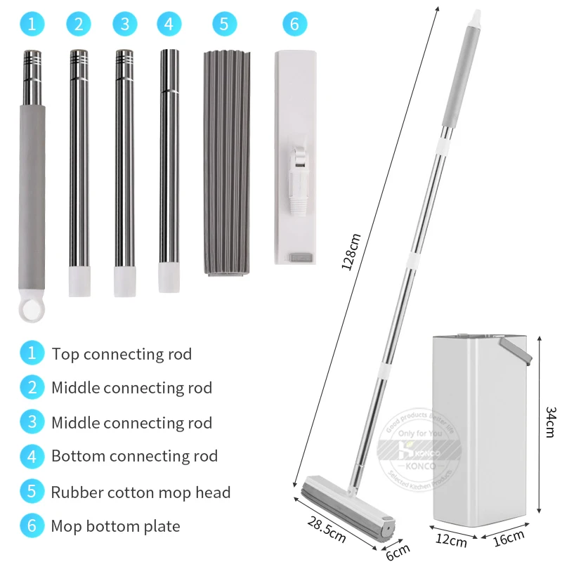 Швабра из абсорбирующей губки с ведром |
