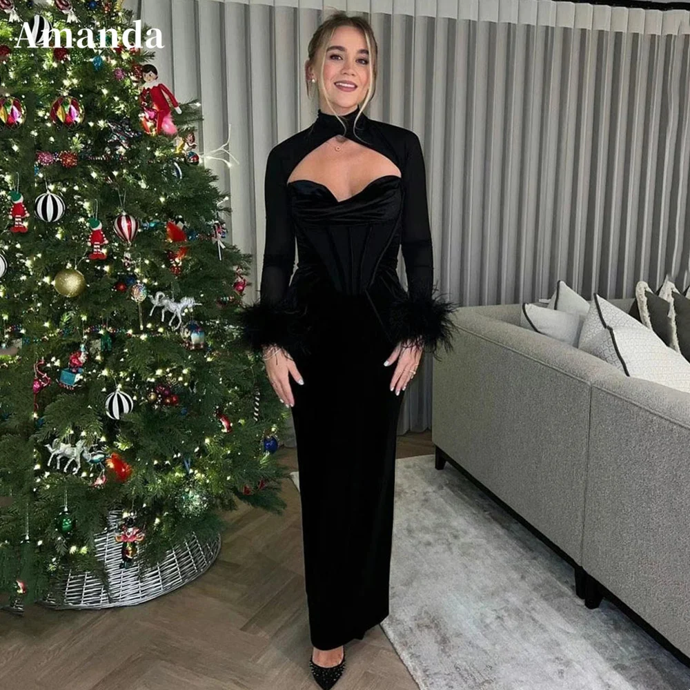 

Женское вечернее платье с юбкой-годе, с рукавом «перо»