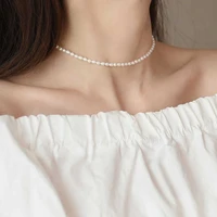 new vintage style simple pearl chain choker necklace for women wedding love shell pendant necklace fashion jewelry wholesale