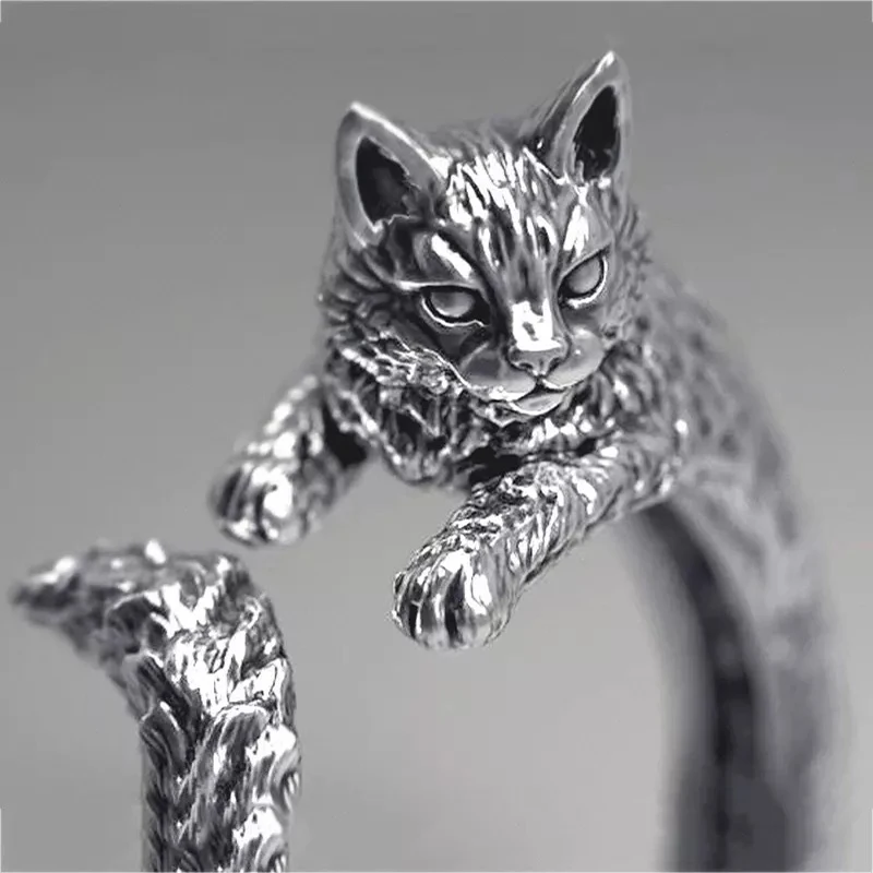 

Personality Dark Cat Temperament Metal Ring Exquisite Fashion Retro Holiday Small Gifts To Friends Wholesale
