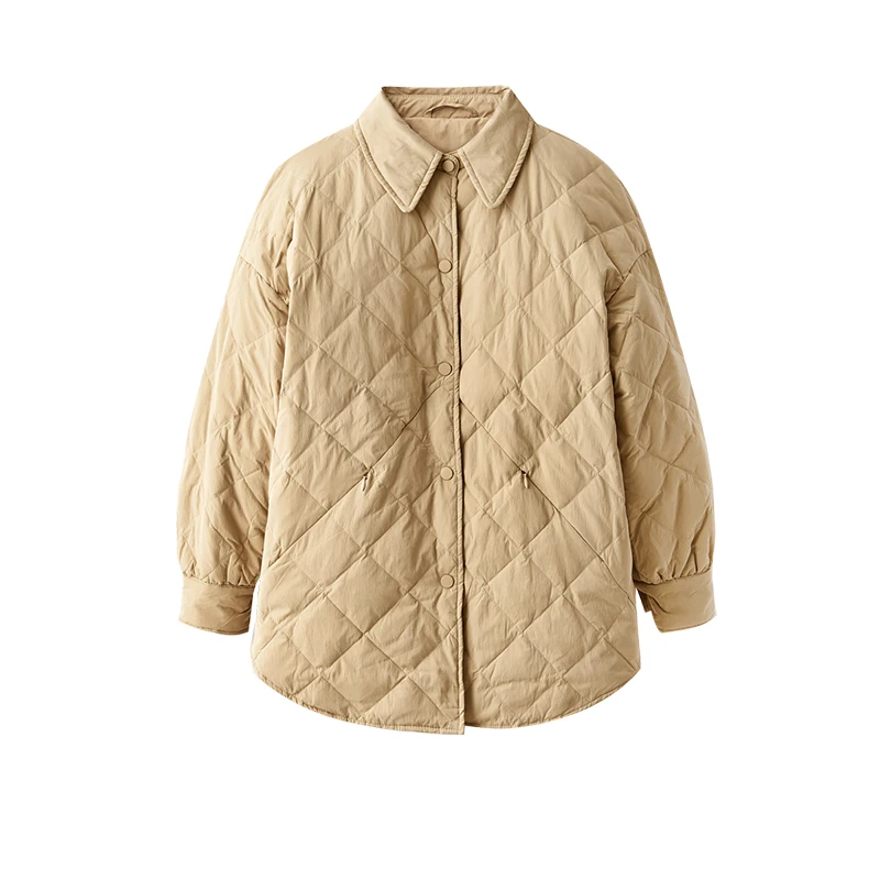 Thin Autumn Winter  Argyle Jackets for Women Abrigos Mujer Invierno 2022  90%  White Duck Down Casual Women Covered Button