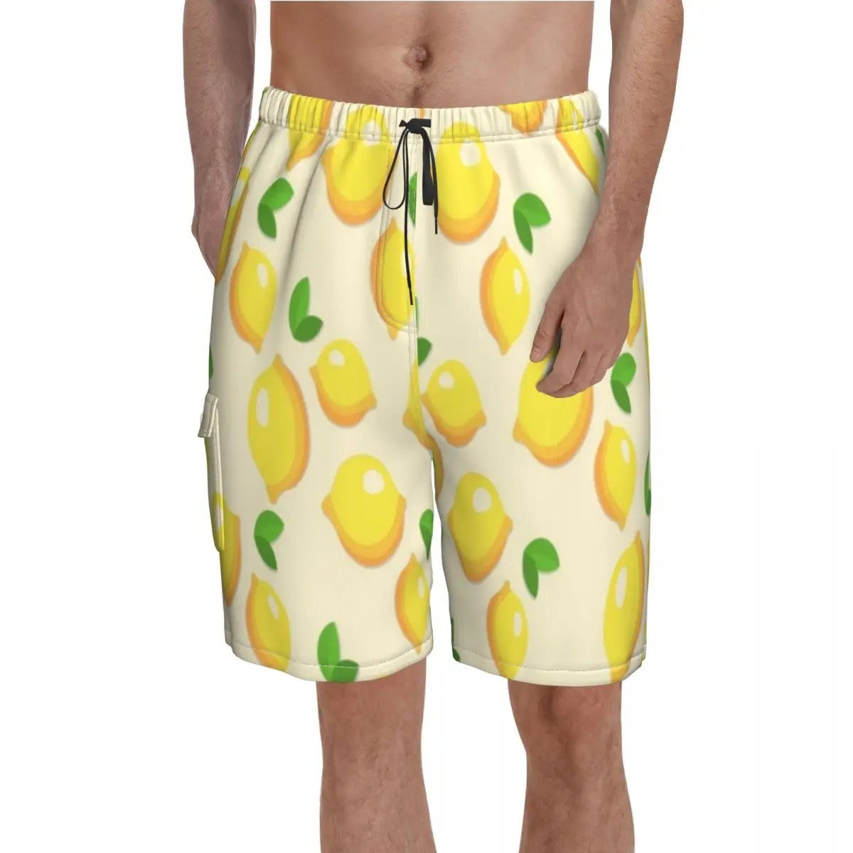 

Восхитительные пляжные шорты с принтом лимона, мужские пляжные шорты с принтом фруктов, Горячие Пользовательские плавки оверсайз