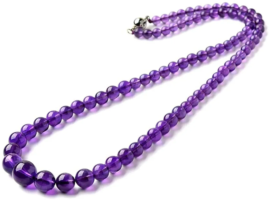 

Natural Purple Amethyst Long Chains Necklace For Women Lady Men Gift Crystal Round Beads Stone Gemstone Jewelry AAAAA 4mm-10mm