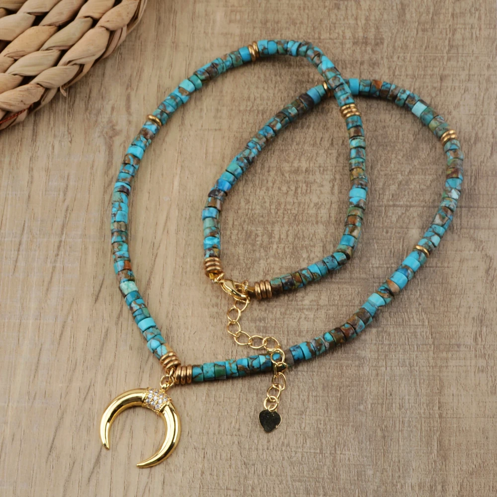 Браслеты с бусинами из натуральной турбины, позолоченный браслет с подвесками в виде полумесяца, ювелирные изделия в стиле бохо, аксессуары для женщин, Прямая поставка