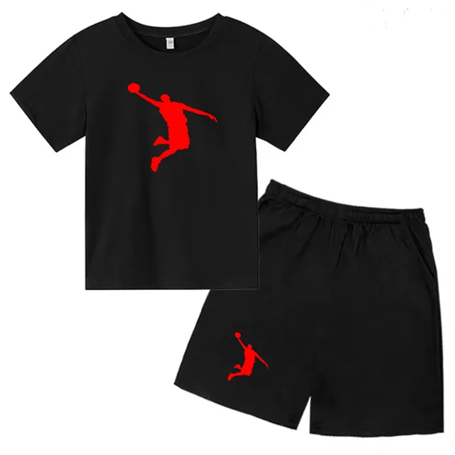 

Children's basketball T-shirt, boys and girls gift, 3-12 year old children's top, short sleeved shorts, summer
