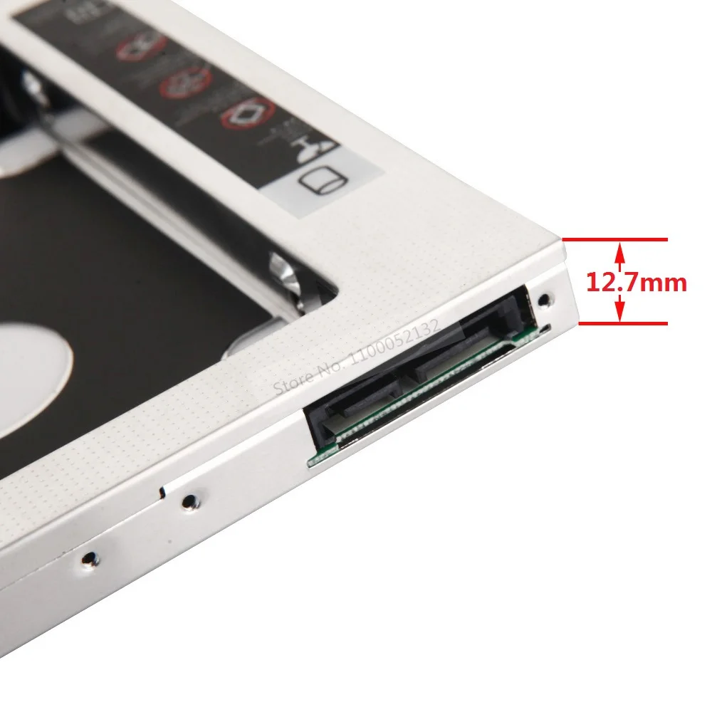 Фото Алюминиевый 2-й жесткий диск HDD SSD Корпус Оптический отсек Caddy Frame 12,7 мм SATA 3.0 для ASUS K42 K52 K52F K62 K72 BBR9 K52JT №2