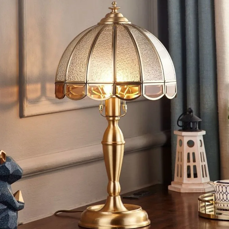 

TEMAR Modern Brass Table Lamp LED Vintage Creative Gold Luxury Glass Copper Desk Light For Home Living Room Study Bedroom