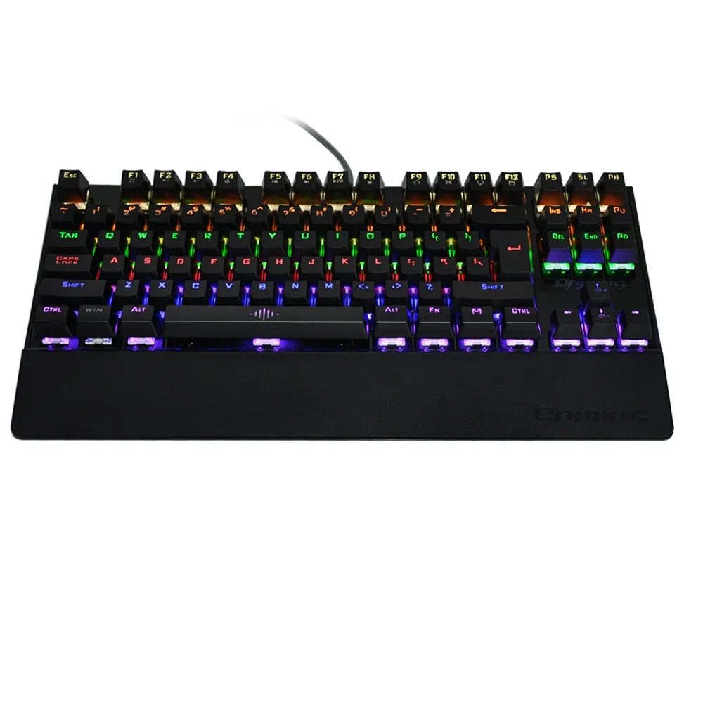 

Mechanical Gaming Keyboard Colorful RGB Breathing Backlight 87 Key USB Wired Gamer Keyboard with Big Hand Rest Holder