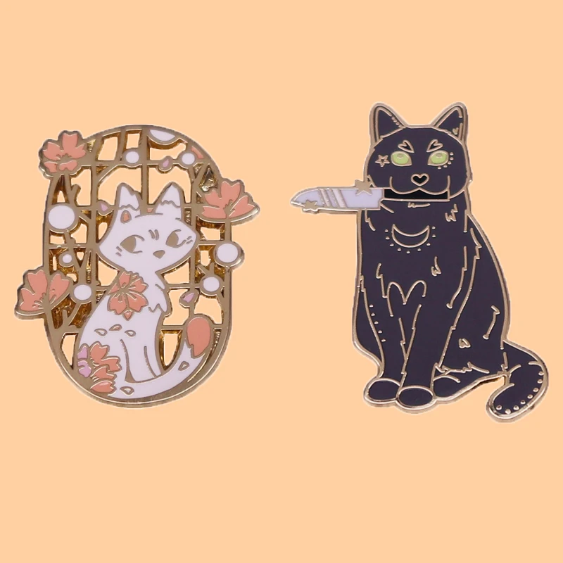 

K4114 Black Cat Fashion Enamel Lapel Cartoon Animal Pins Brooches Badge Backpack Cute Cat Pins Gifts For Friends Jewelry