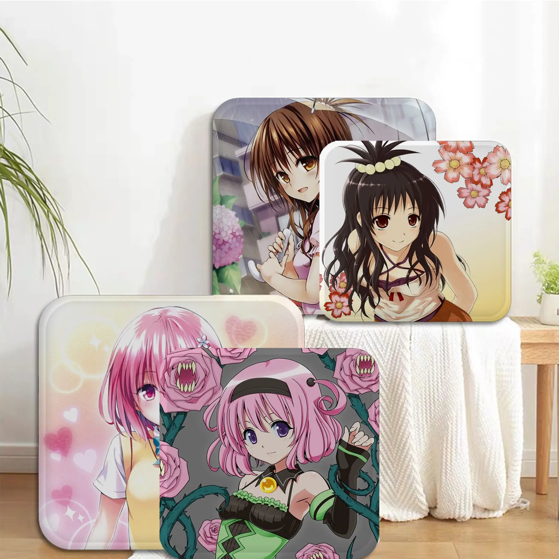 

To Love Ru Four Seasons Fabric Cushion Non-slip Living Room Sofa Decor Students Stool Tatami Office Seat Mat