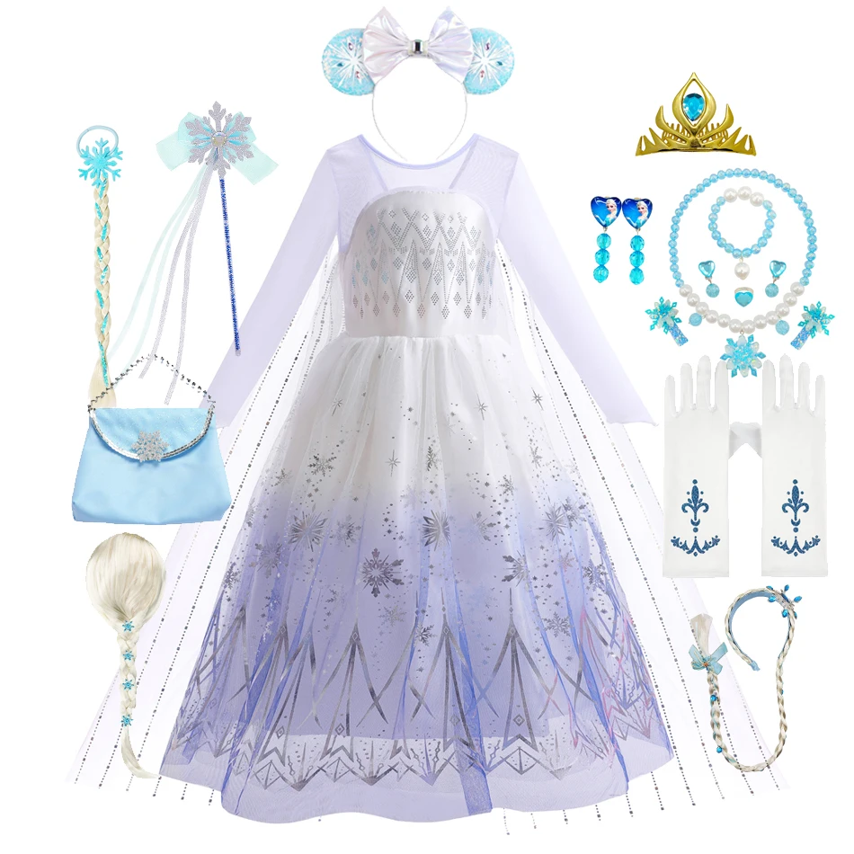 Детское платье Эльзы для девочек карнавальный костюм Снежной Королевы