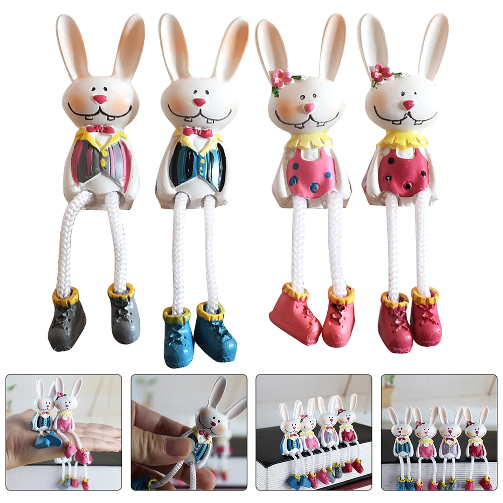 

4Pcs Bunny Figurines Resin Rabbit Statues Sculptures Shelf Sitters Table Centerpieces for Kids Birthday Party Supplies