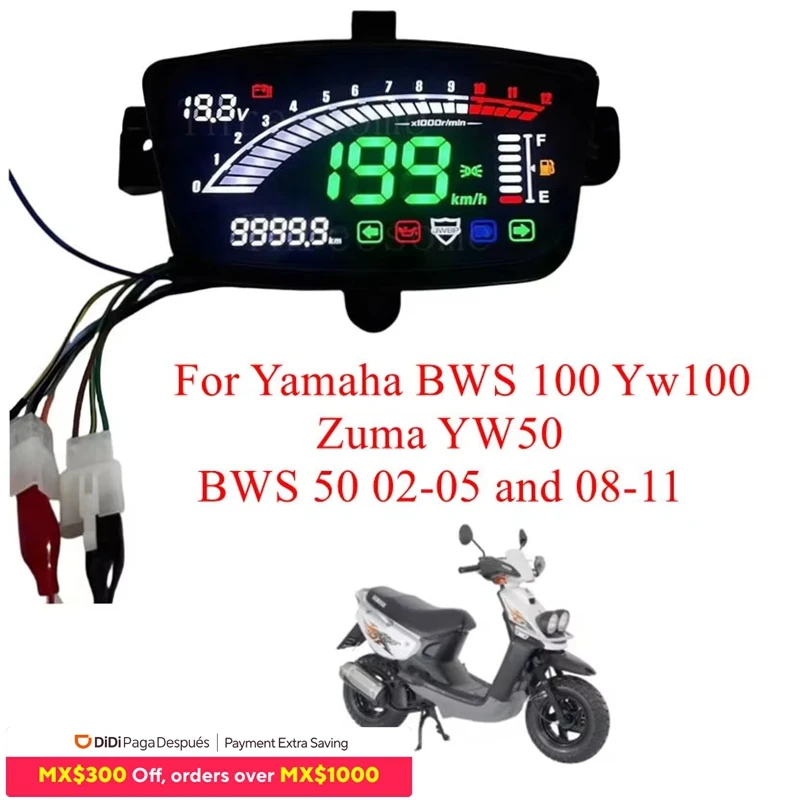Фото Цифровой спидометр для мотоцикла, измеритель для Yamaha BWS 100 Yw100 Zuma YW50 BWS 50 02-05 и 08-11, сборка приборной панели №1