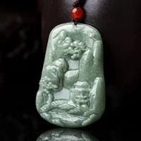 burmese jade landscape pendant luxury amulets accessories emerald jadeite real jewelry gifts for women natural necklace green