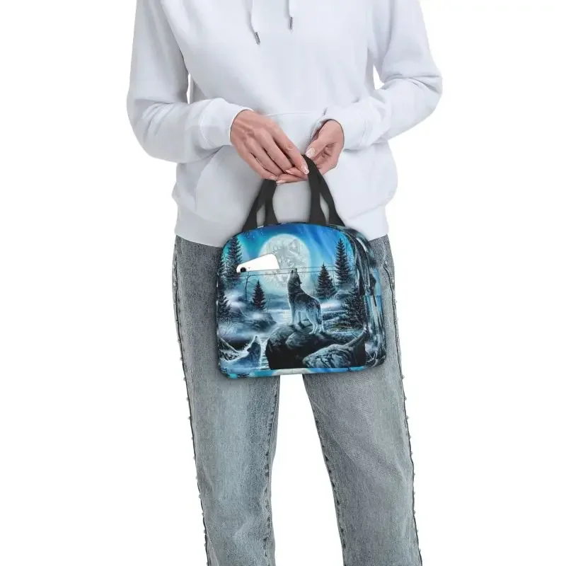 Недовольство волком изолированная сумка для ланча женщин портативный
