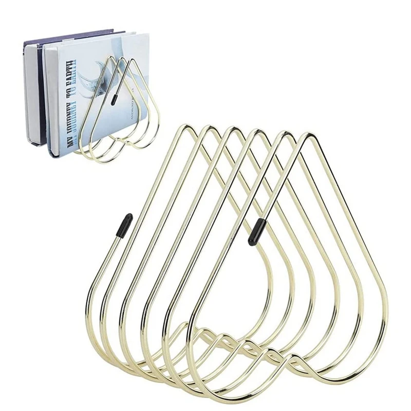 5 Slot Magazine Holder Desktop File Sorter Organizer Office Accessories Heart-Shaped Bookshelf Decor Home Office(2 PCS)