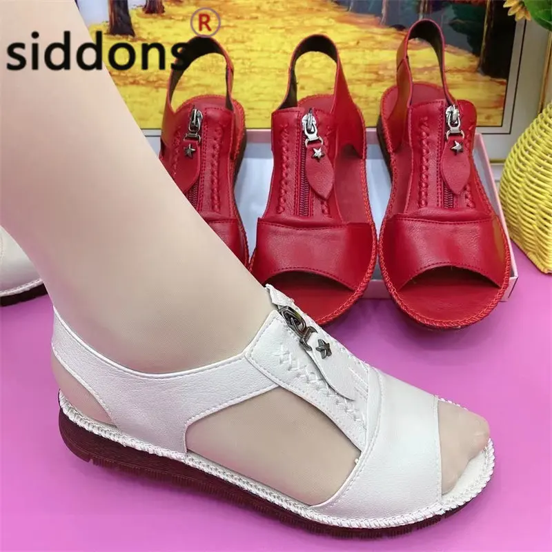 Fashion PU Zipper Shoes Women's Casual Sandals 2023 Summer Women's Fish Mouth Platform Sandals Shoes For Women  Mainland China