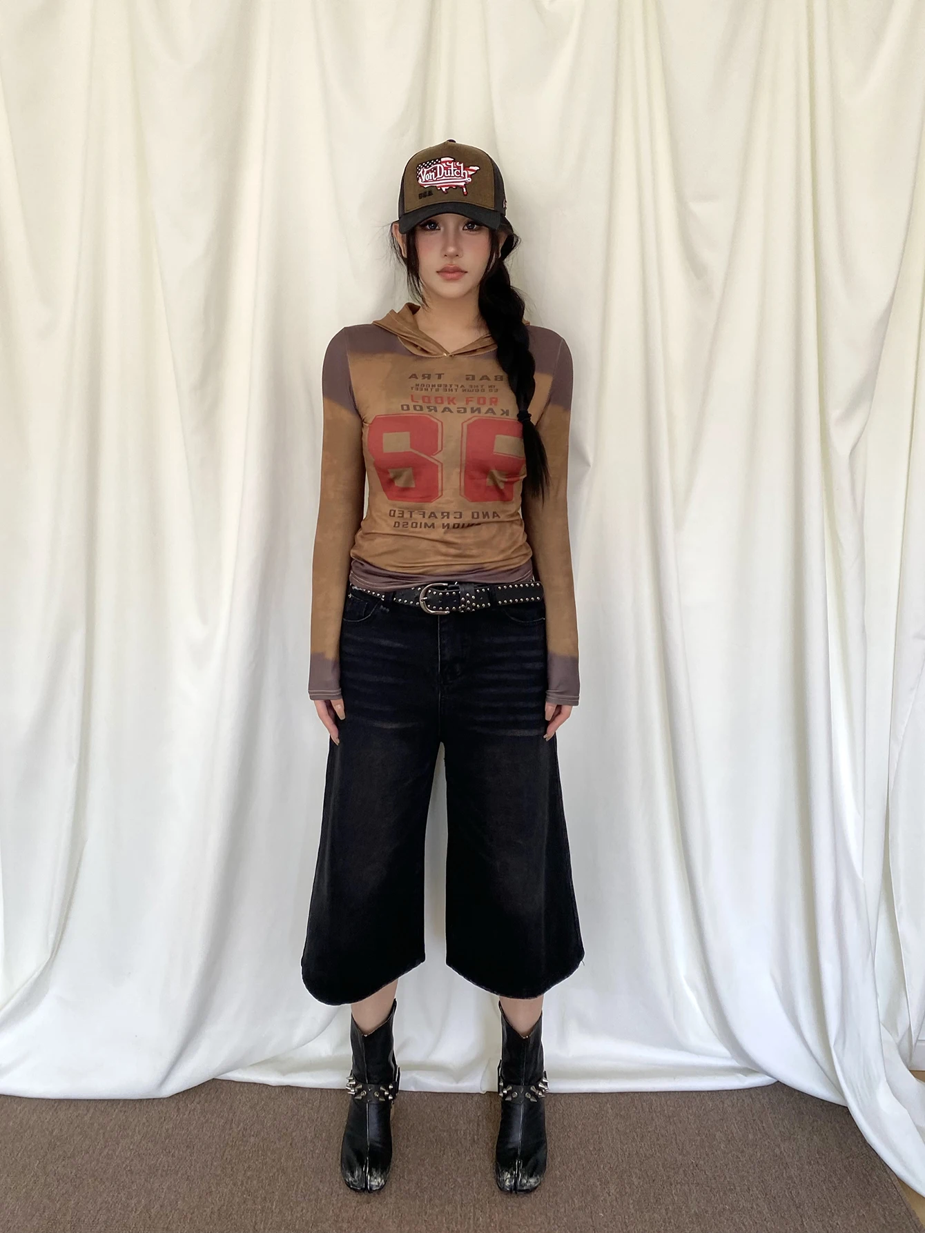 Женские мешковатые шорты REDDACHiC с заниженной талией черные потертые широкие