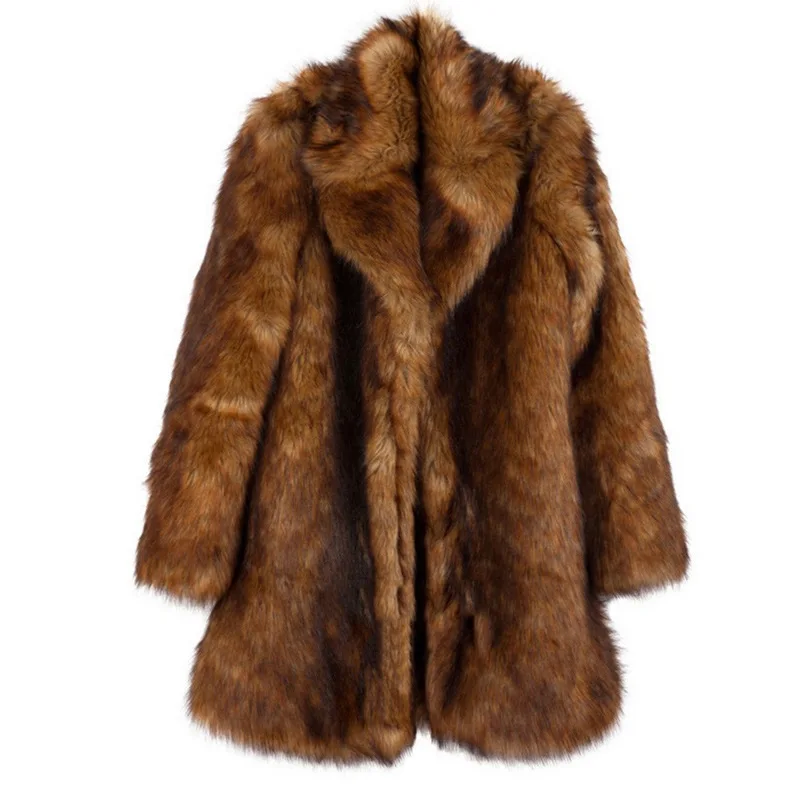 Autumn Winter New Women Fur Coat Imitation Fox Fur Mid-length Coat Thickened Warm Windbreaker Overcoat