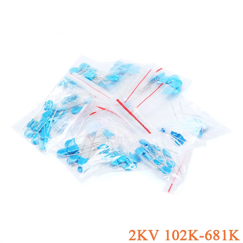 

100pcs High Voltage Ceramic Capacitor 2KV 102K-681K Ohm Capacatance 102 103 152 221 222 332 471 472 561 681