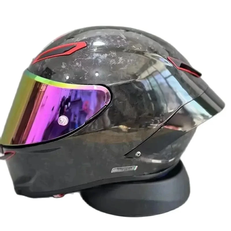 Шлем мотоциклетный глянцевый из углеродного волокна для мужчин и женщин