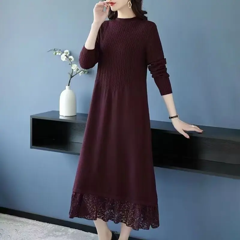 Женское шерстяное платье до колен длинное Свободное пальто большого размера