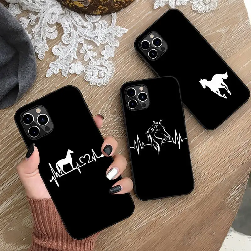 Horse Pony Heartbeat Phone Case For iphone 14 13 12 11 Pro XS MAX 8 7 Plus X XR Cover | Mobile Cases &amp Covers