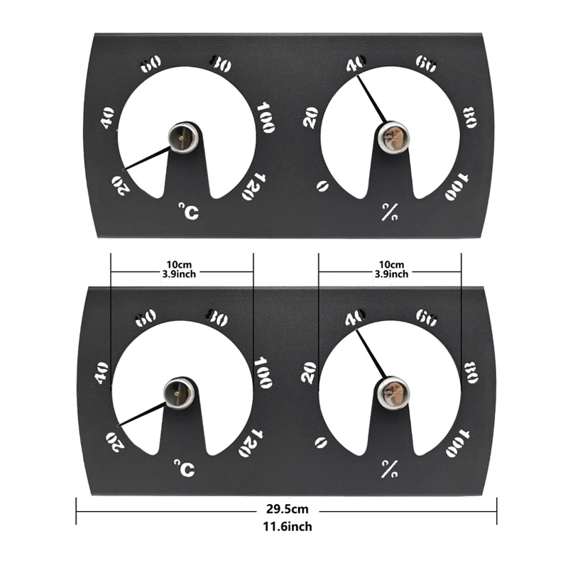 

Room Wall Hollow Aluminum Thermometer Alloy Clock Metal White Kitchen Hygrometer, Sauna And Alumin Accessories Black Tool,