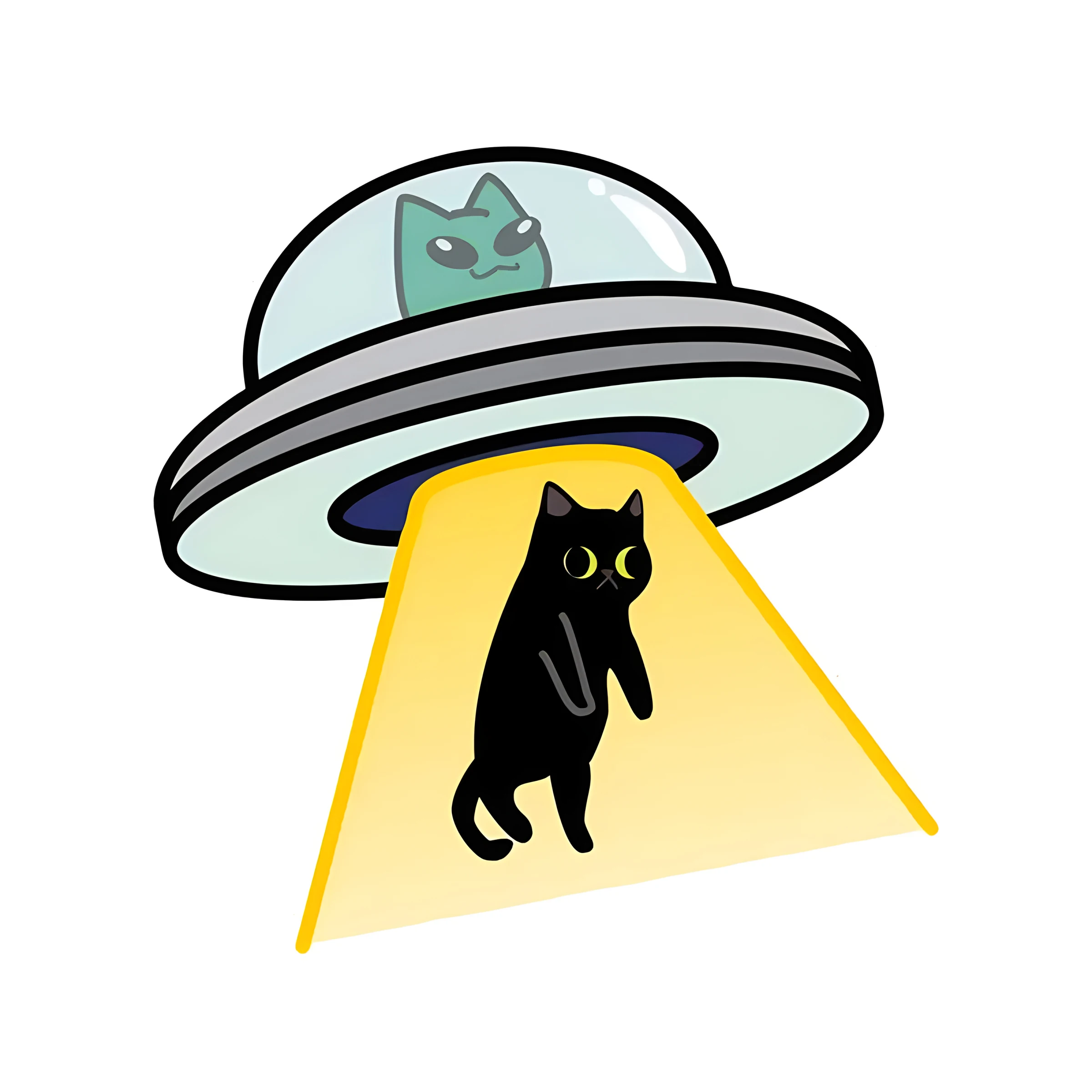 

Виниловая Водонепроницаемая наклейка в виде кота НЛО для автомобилей, ноутбуков, окон стен, бампера