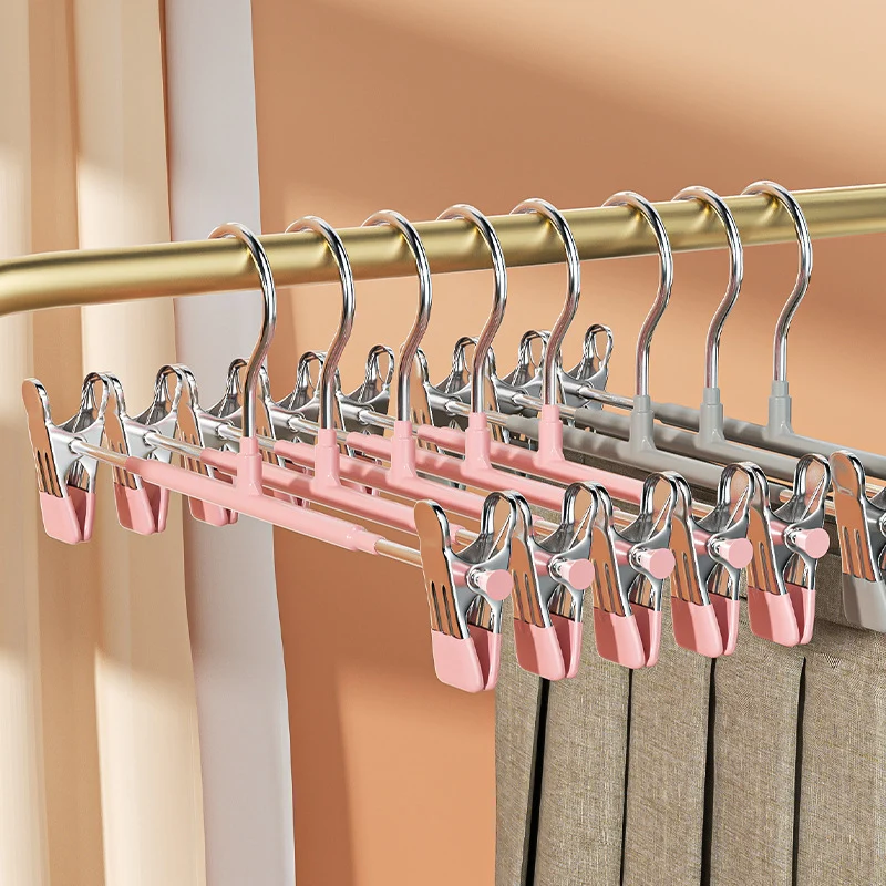 

Non-slip For Clips Coat With Metal Hanger Drying Home Closets Hangers Windproof Storage Pants Adjustable Clothes Organizer