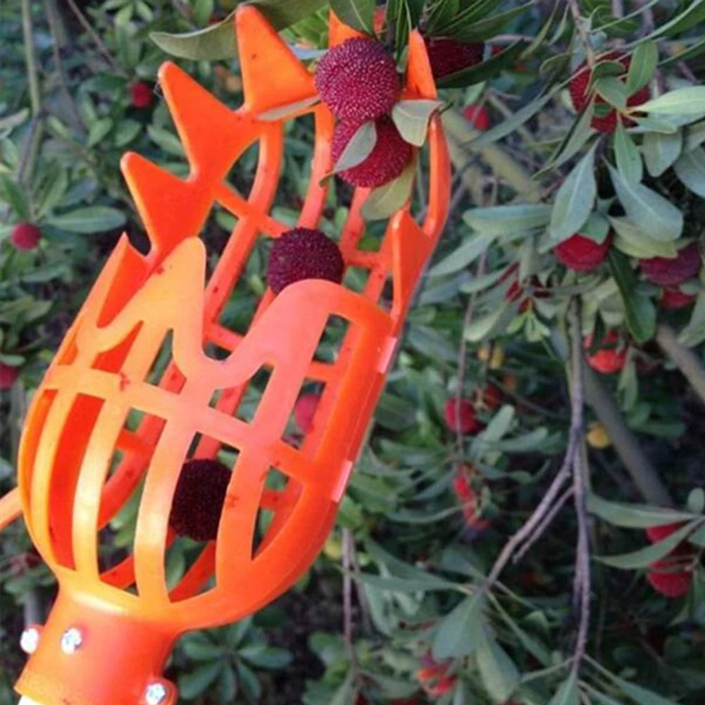 

Регулируемый пластиковый инструмент для сбора фруктов, белый, оранжевый, прочный удобный инструмент для садоводства, садовая глубокая корзина без шеста