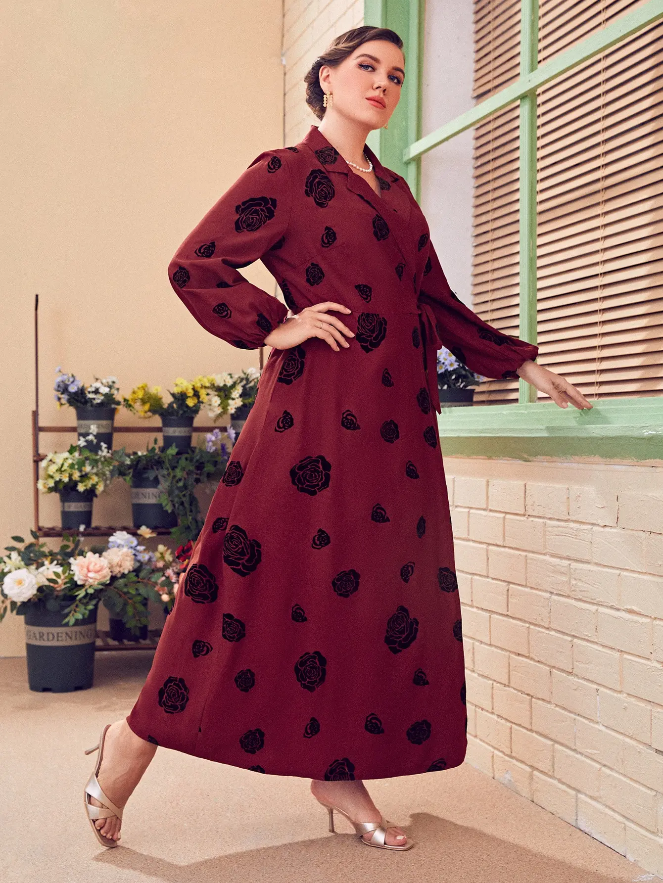 

TOLEEN Women Plus Size Large Elegant Maxi Dresses 2022 V-Neck Long Sleeve Slim Waist Oversized Dress For Party Evening Festival
