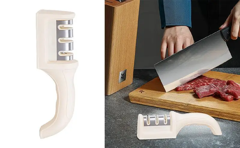 

Cutter Sharpening Tool Scissors Sharpener Manual Cutter Sharpener 3 in 1 Kitchen Tools Sharpening Stone with Non-Slip Base