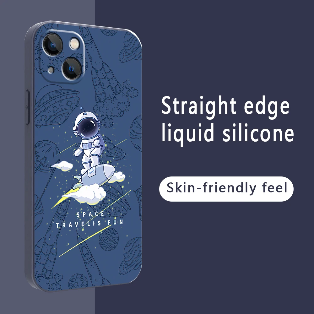 

Cool Rocket Spaceman Case For iPhone 12 13 Pro Max Mini 11 Pro Max X XR XS MAX SE2020 8 7 6 6S Plus Cute Silicone Phone Cover