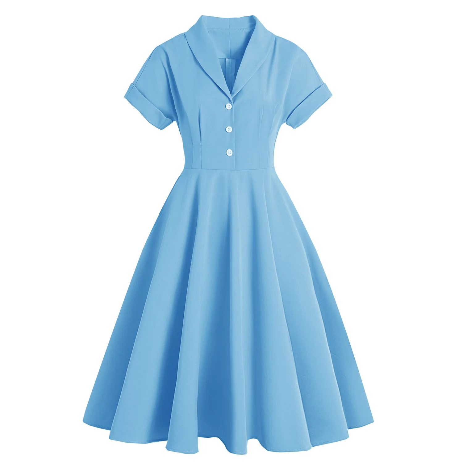 

Женское офисное платье с коротким рукавом, синее Повседневное платье с пышной юбкой, одежда для выступлений, винтажный стиль, весна-лето