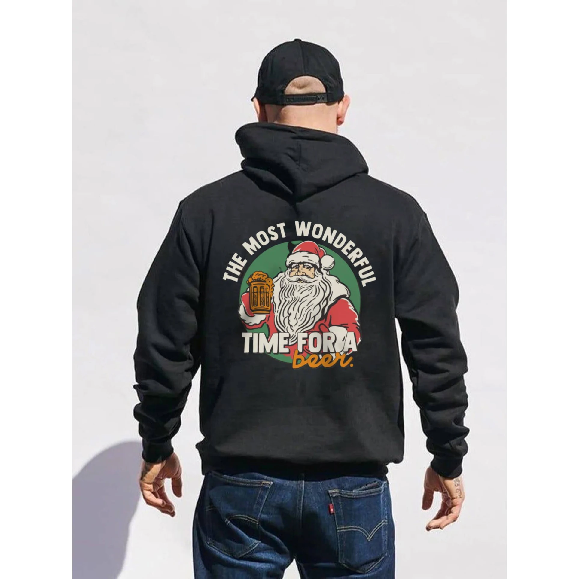 

Badassdude TIme For A Beer Letter Printing Men's Casual Hoodie