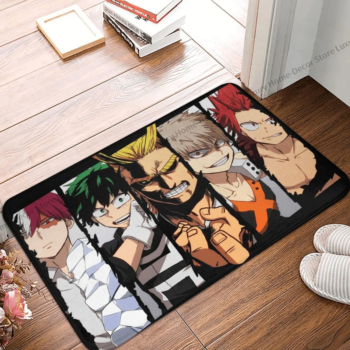 

My Hero Academia Non-slip Doormat Characters Bath Kitchen Mat Outdoor Carpet Flannel Pattern Decor