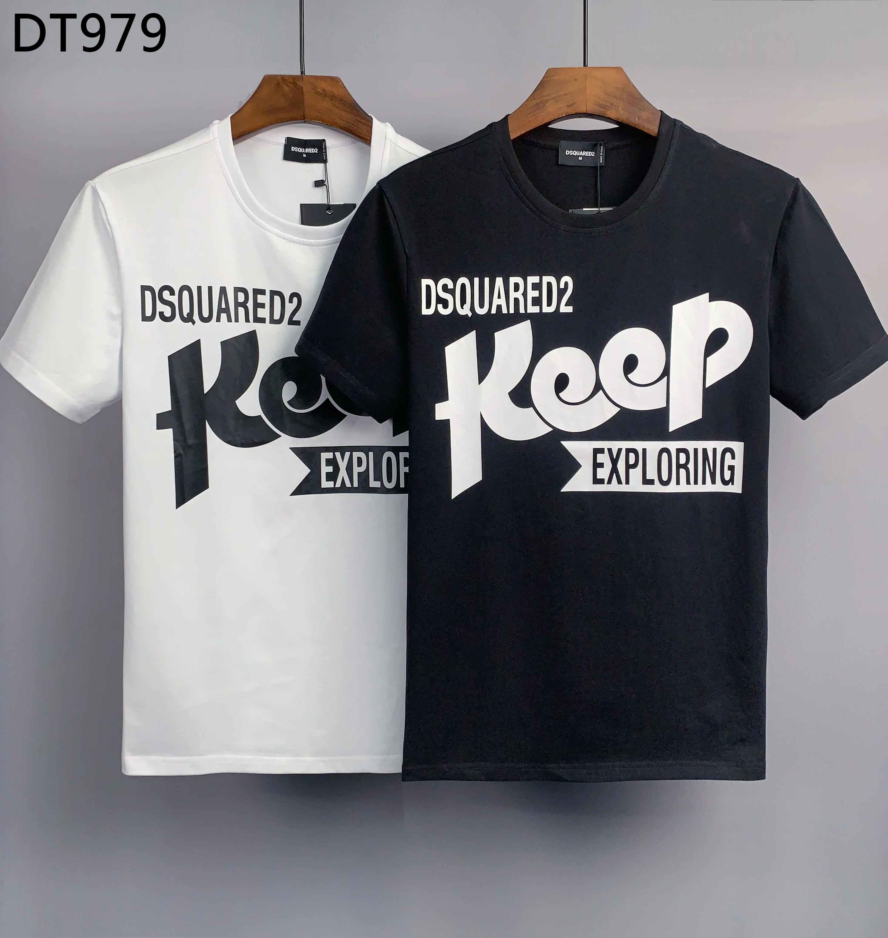 

Dsquared2 Men's Cotton 100% Classic Letter Print Simple Casual Fashion Trend Loose DSQ2 Round Neck T-Shirt Boyfriend Gift DT979