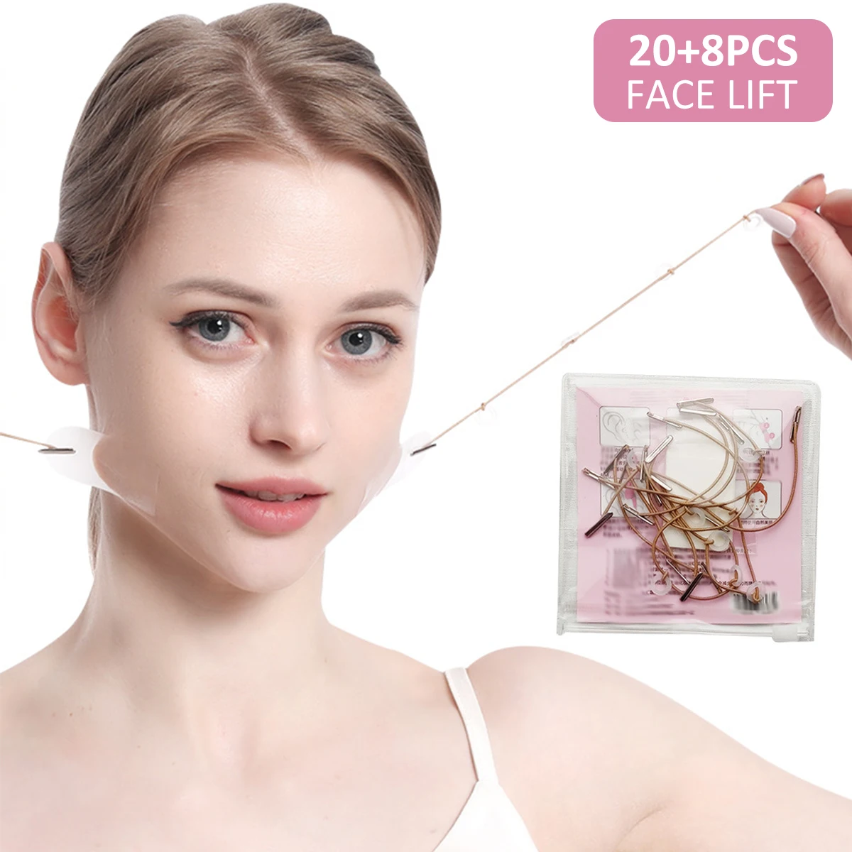 

20Pcs Face Lift Tapes Invisible Thin Face Stickers V-Shape Face Facial Line Wrinkle Prolapse Skinface Lift Up Fast Chin Tape