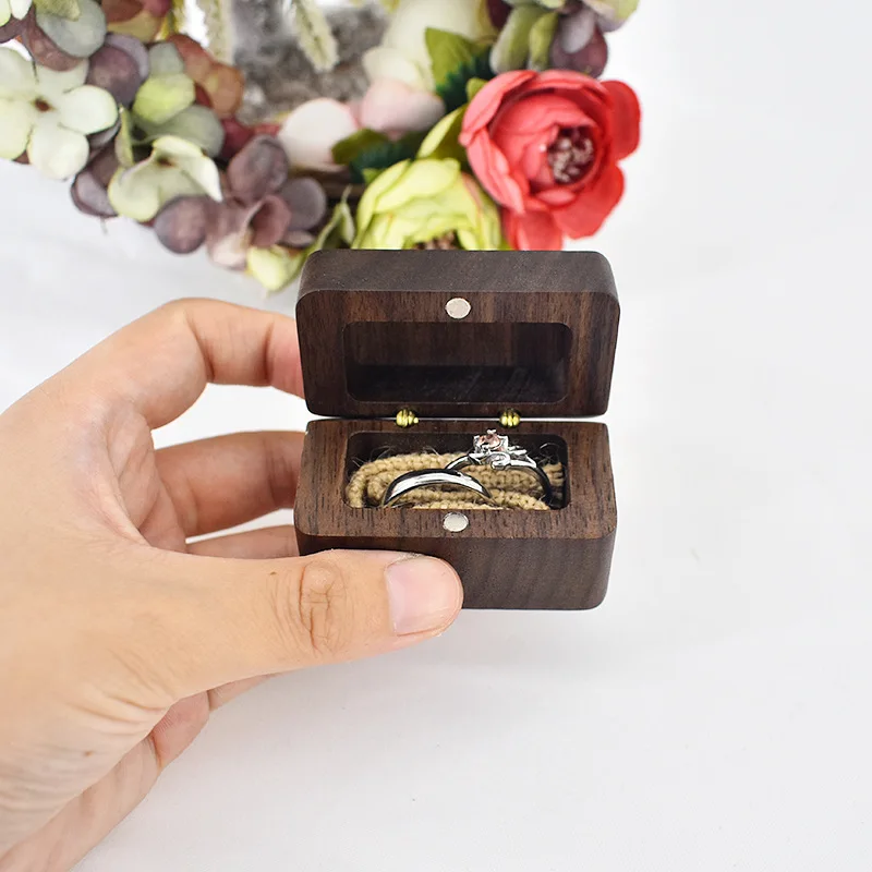 

Real Wood jewelry box jewelry box custom lettering ring box necklace box small retro walnut box