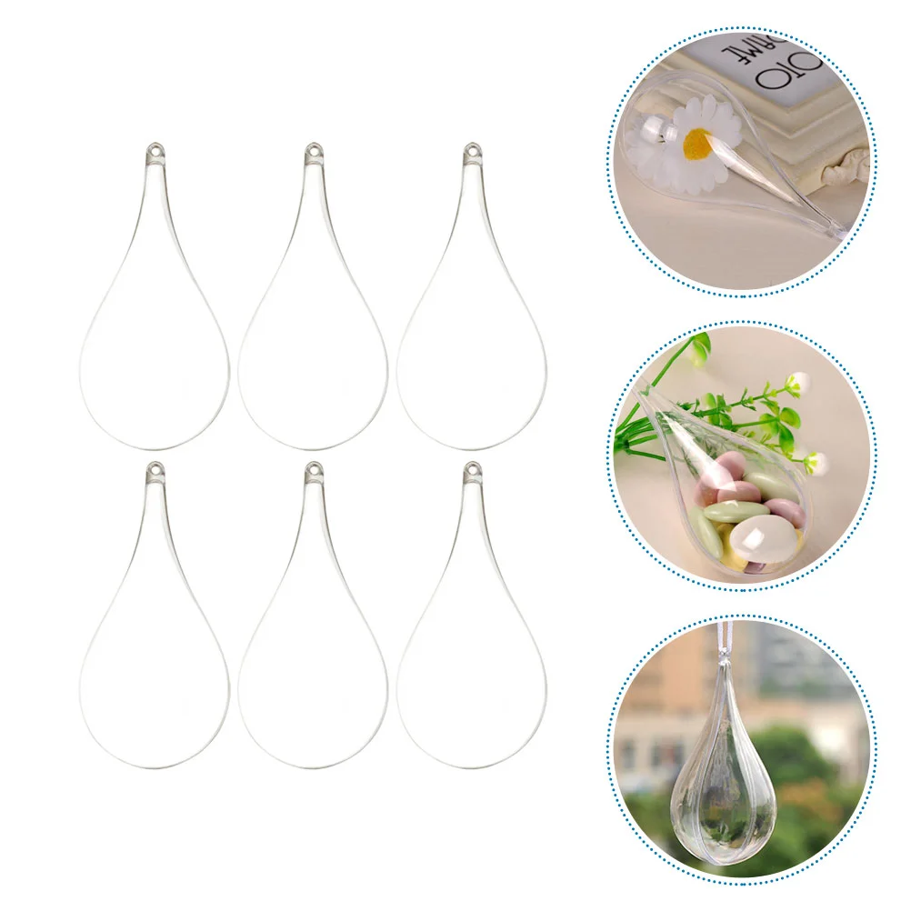 

6 Pcs Wedding Decorations Drop Shaped Decorative Ball Fillable Ornaments Hanging Clear