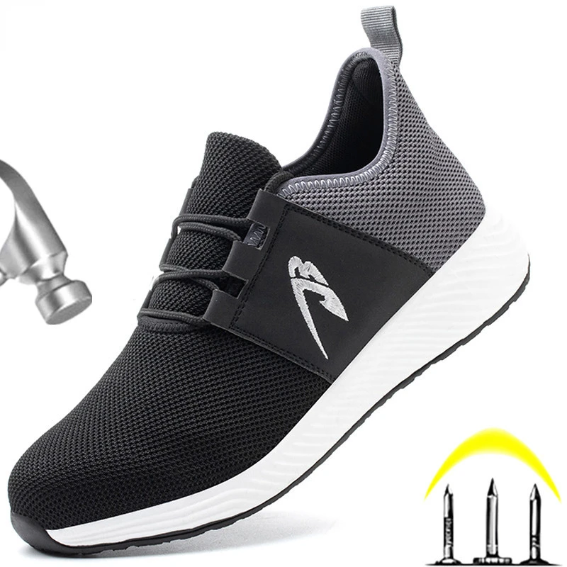 

New Sport Safety Shoes Men Fashion Work Shoes Anti-puncture Protective Shoes Anti-slip Wear-resistant Steel Toe Shoes Male