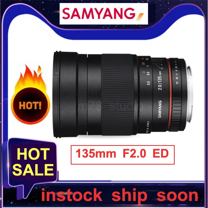 

Samyang 135mm F2.0 ED Aspherical Telephoto Full Frame Lens For Sony Canon Nikon M4/3 Pentax K ,Black Color